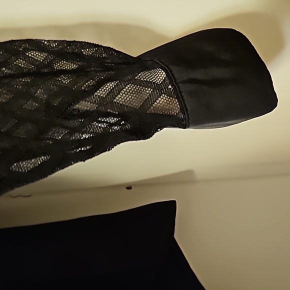 Black Lace and Satin Women's Button-up, Rhinestone buttons, Sz L, NWT - Picture 3 of 5